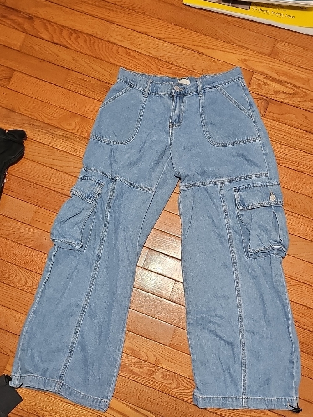 Light Blue Denim Cargo Jeans for Women